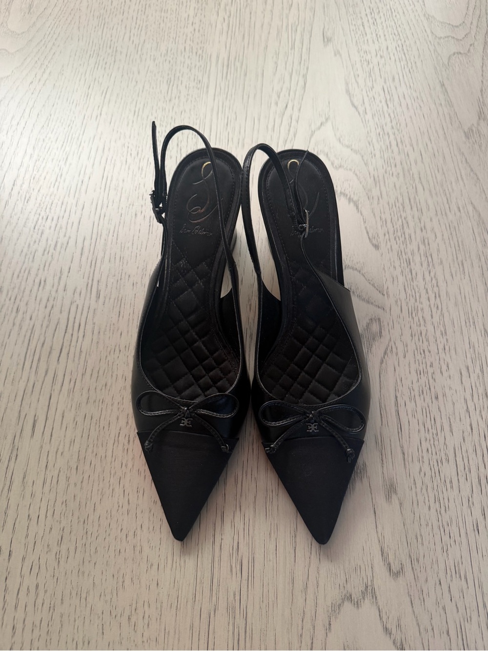 Sam Edelman Black Pointed Slingback Pumps with Bow
